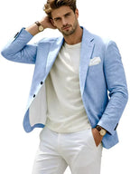 Linen Cotton Notch-Lapel Slim Blazer