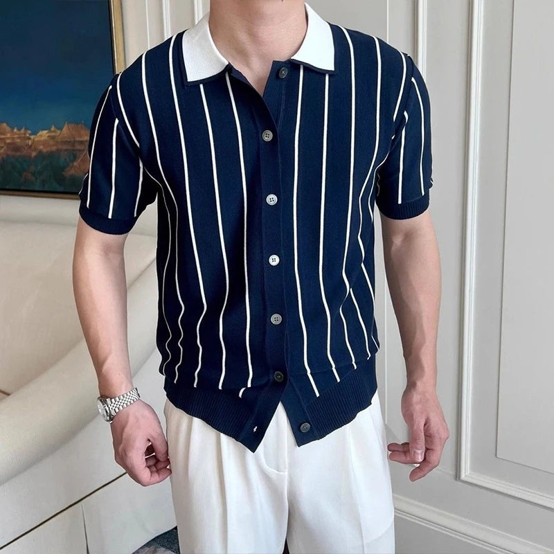 Striped Contrast Polo Shirt