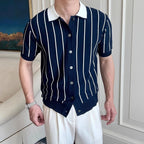 Striped Contrast Polo Shirt