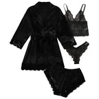 4PCS Woman Bathrobe Set