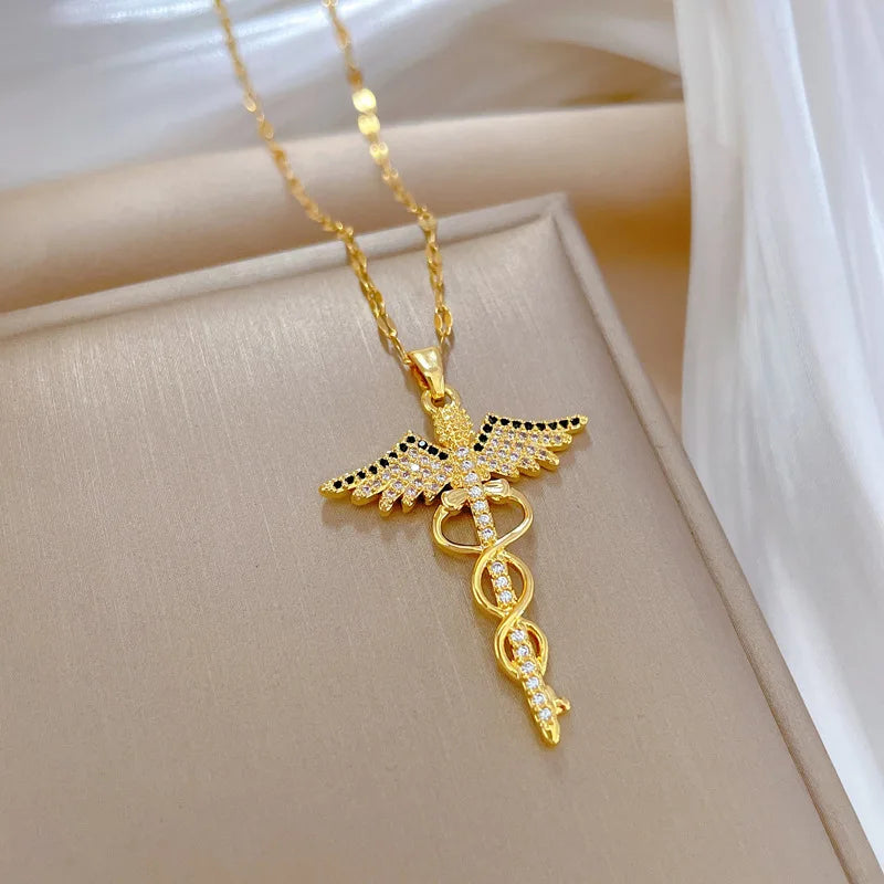Dragonfly Zircon Pendant Necklace