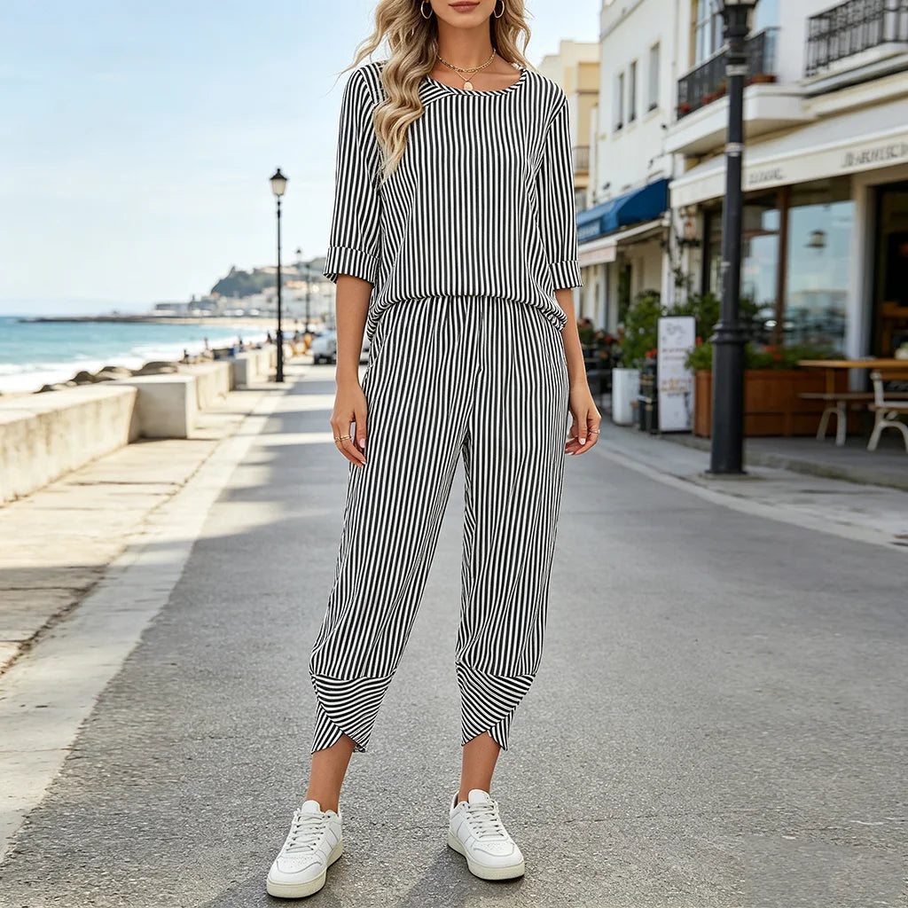 Striped Two-Piece Loungewear Set