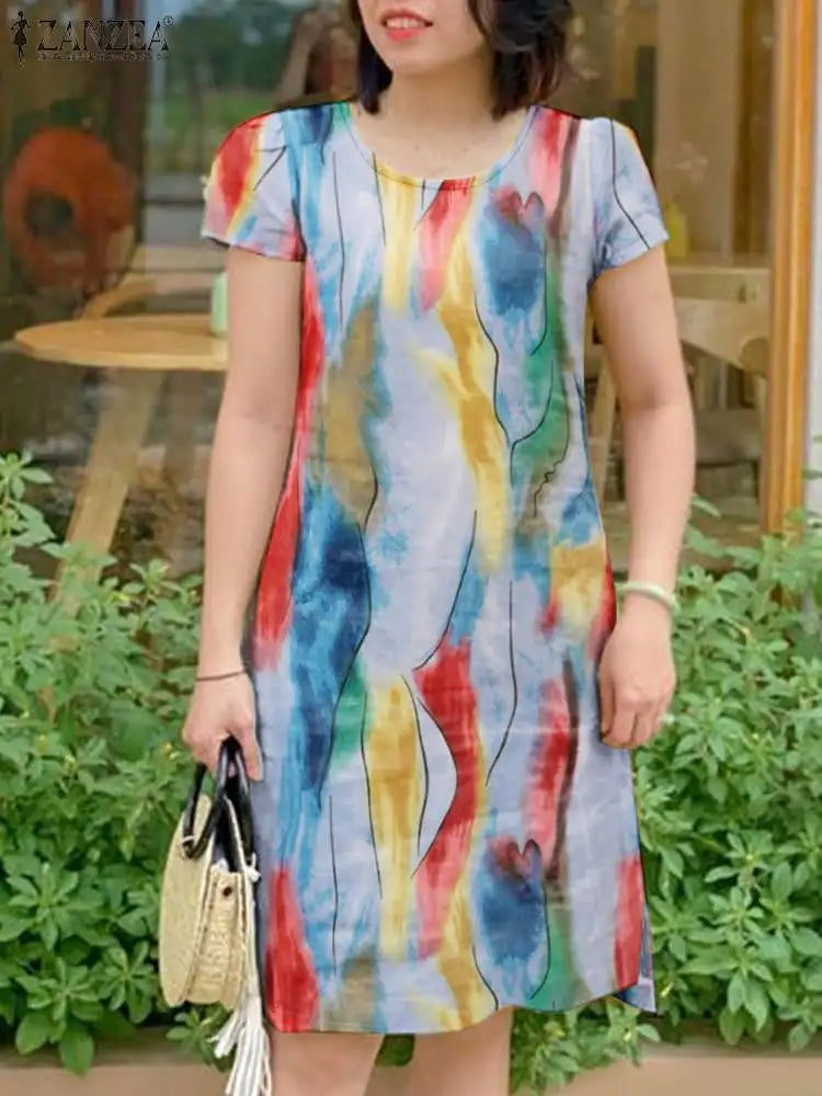 ZANZEA Vintage Floral Bohemian Summer Dress