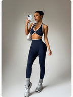 Contrast Patchwork Seamless Two-Piece Yoga Set