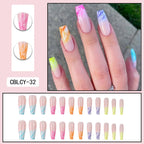 Gradient Wearing Fake Nails Long