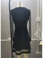 Sequin Deep V-Neck Mesh Midi Dress