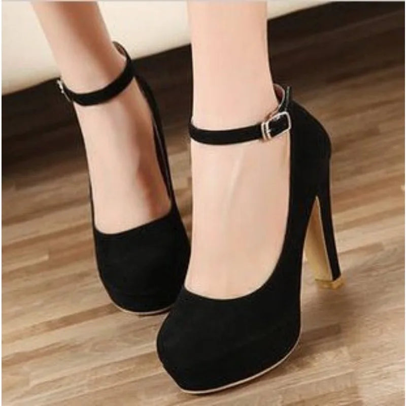 Elegant Corduroy Buckle Pumps