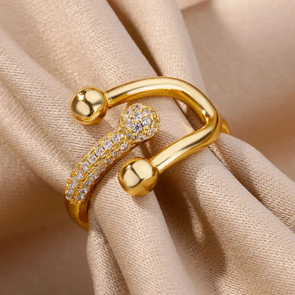 Gold Plated Crystal Ring