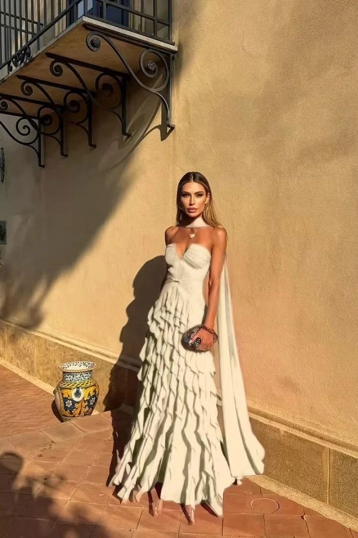 Halter Ruffle Chiffon Gown