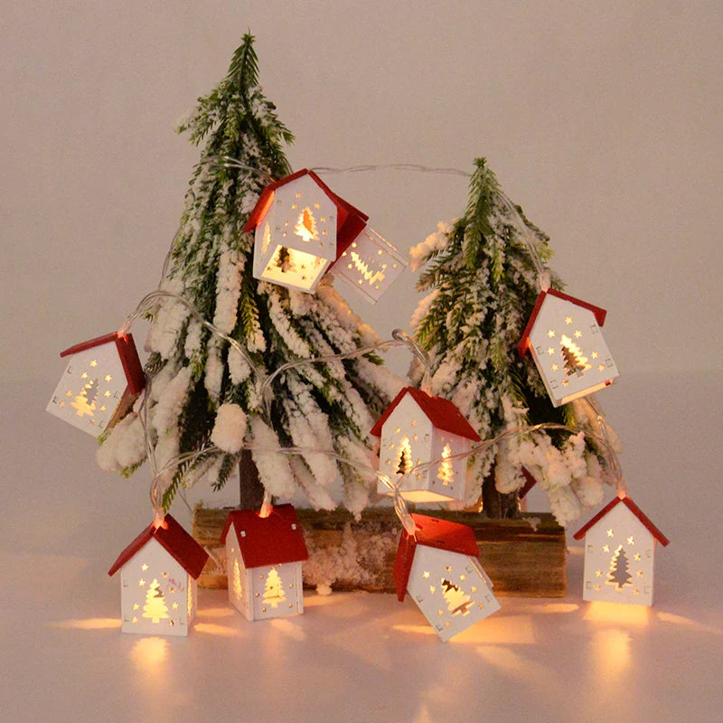 Christmas Wooden House Lights