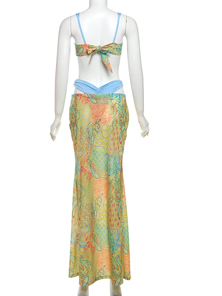 Beachwear Crop Skirt Set