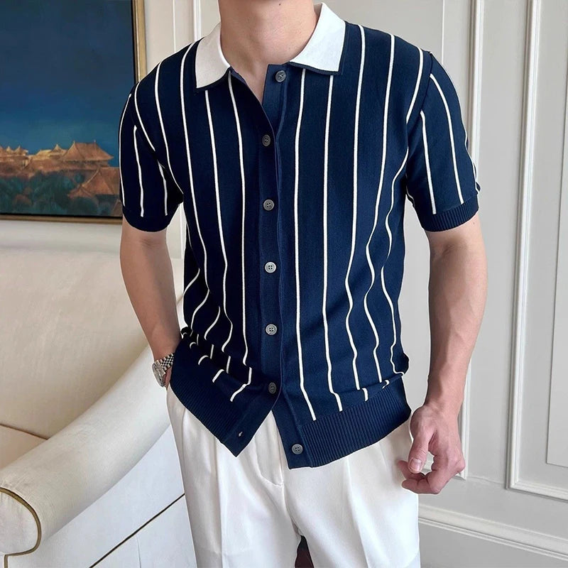Striped Contrast Polo Shirt