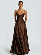 Lace-Up Satin A-Line Dress