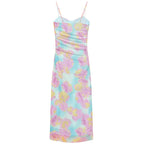 Floral Mesh Pleated Slip Dress