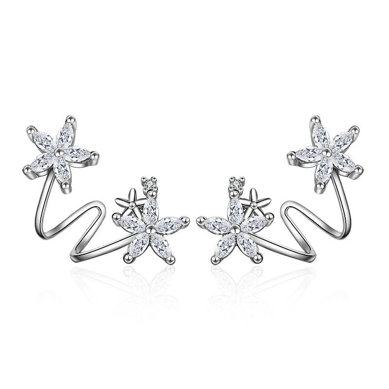 Zircon Plant Clip Earrings