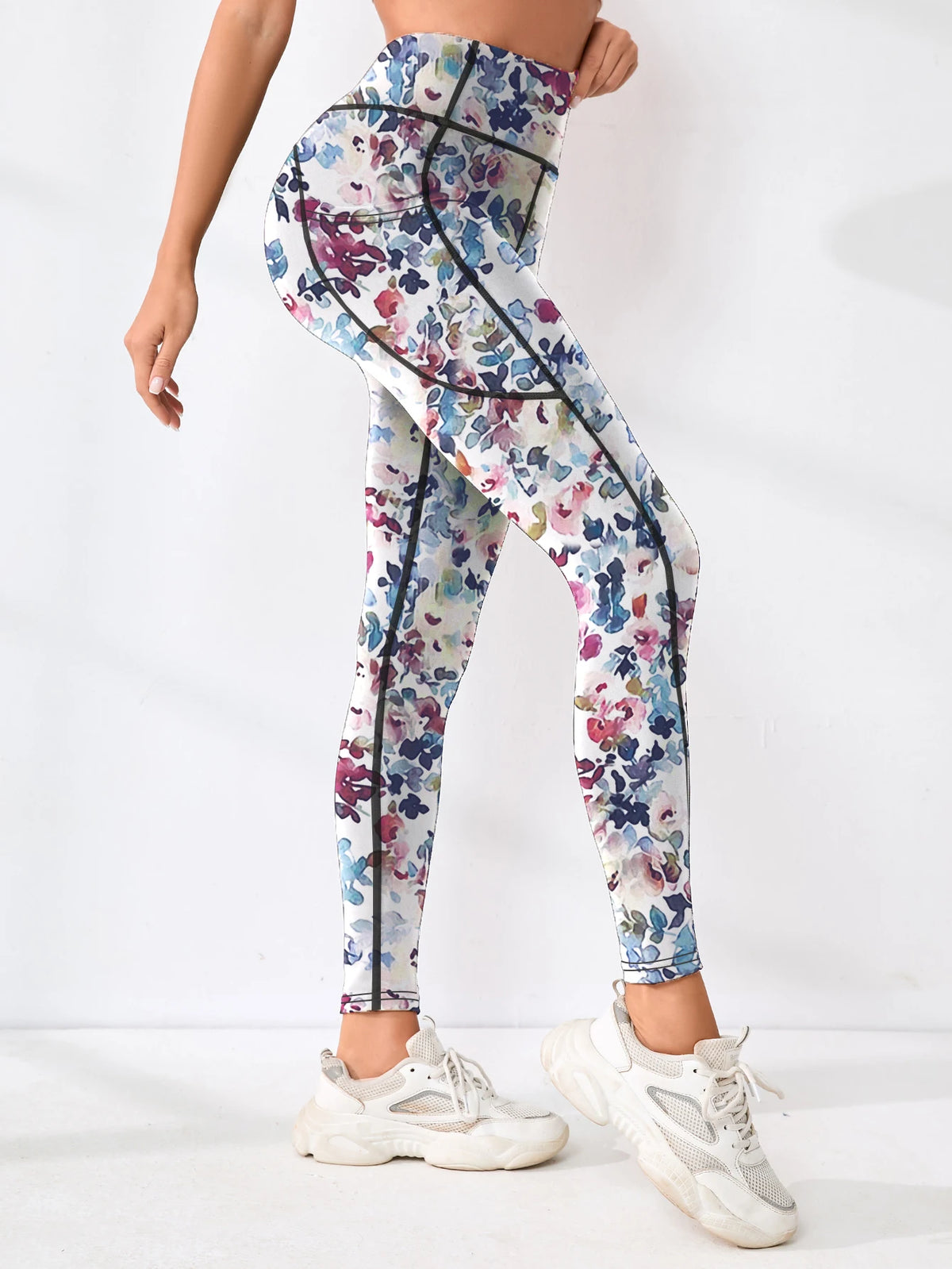 Printed Welt-Pocket Ankle Yoga Pants