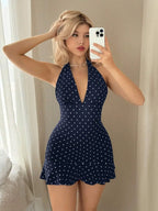 Elegant Backless Halter Mini Dress