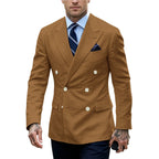 Linen Double-Breasted Slim Tuxedo Blazer