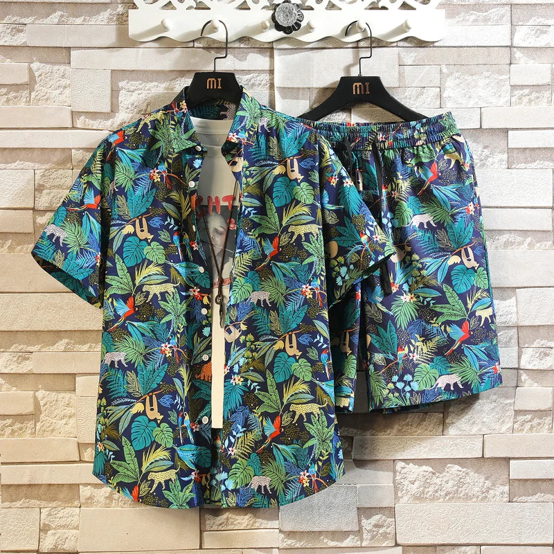 Cotton Floral Shirt Shorts Set