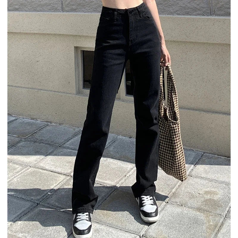 High Waist Straight Denim Jeans