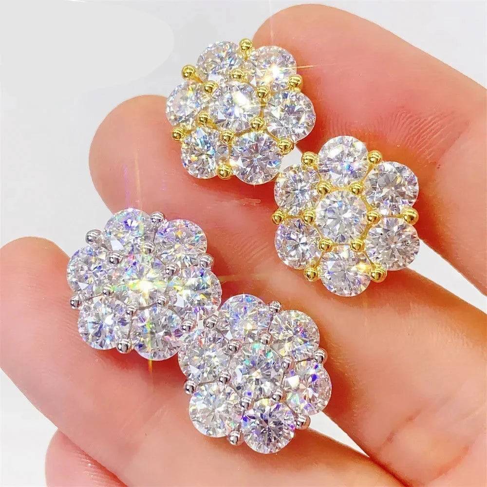 Flower Cluster Moissanite Earrings