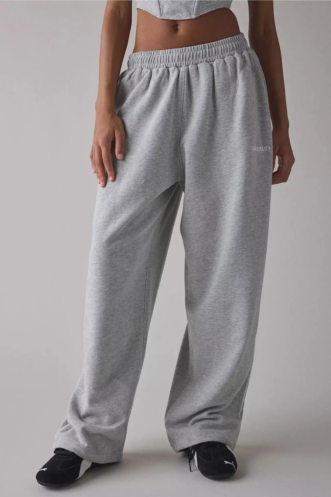 Mid Waist Wide Leg Casual Pants