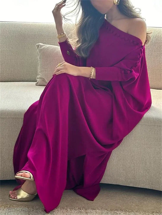 Vintage Solid Color Maxi Robe Dress
