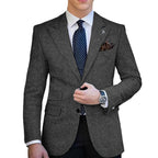 Herringbone Tweed Single-Breasted Blazer