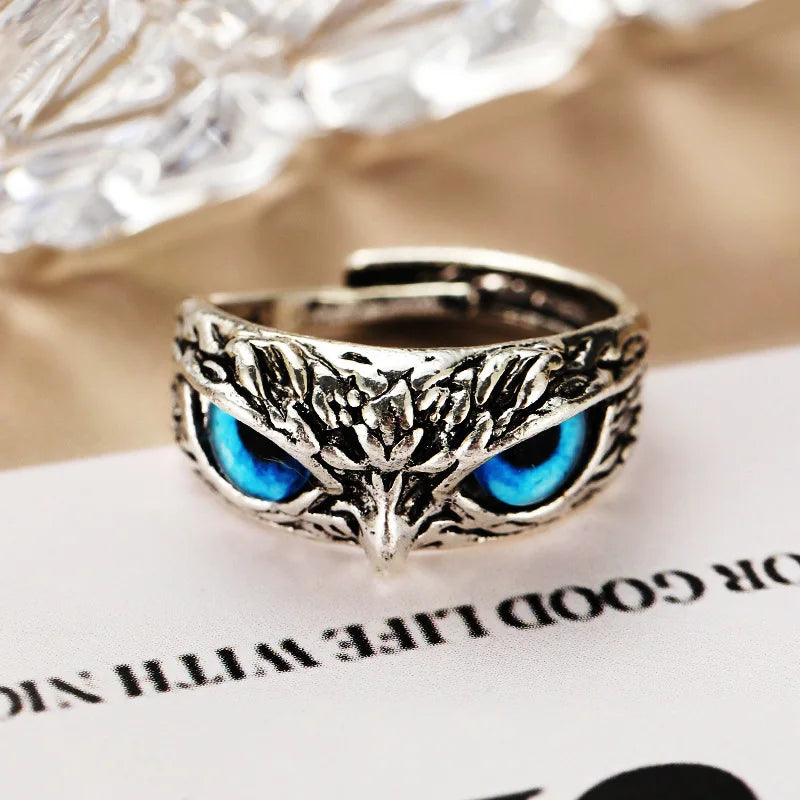 Gothic Owl Charm Ring