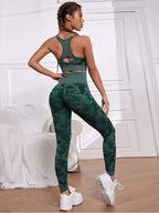 Nylon Graphic Print Sleeveless Two-Piece Yoga Set
