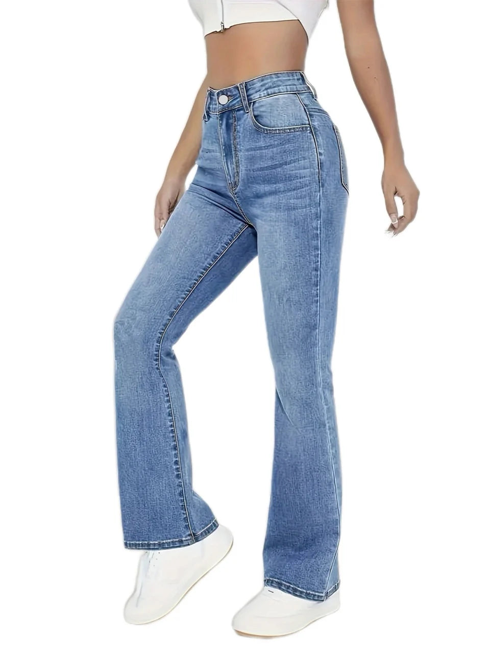 Wide-Leg Flared High-Waist Trousers