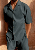 Corduroy Shirt Shorts Beach Set