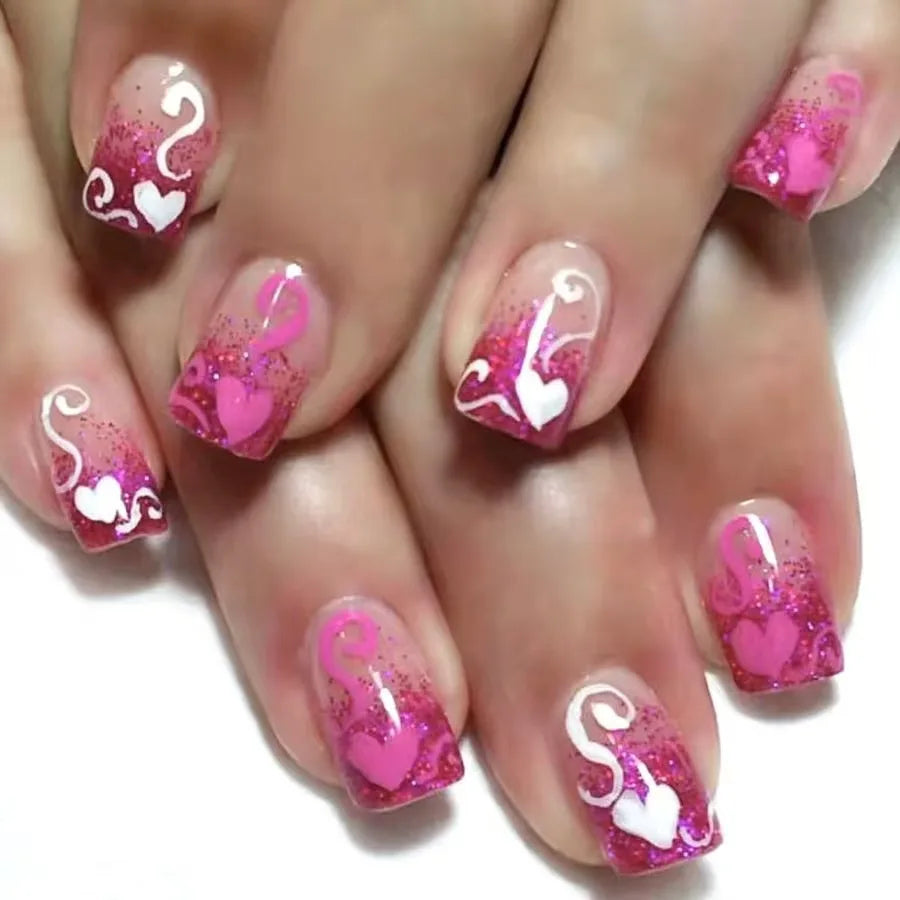 Mid-length French False Nails Leopard