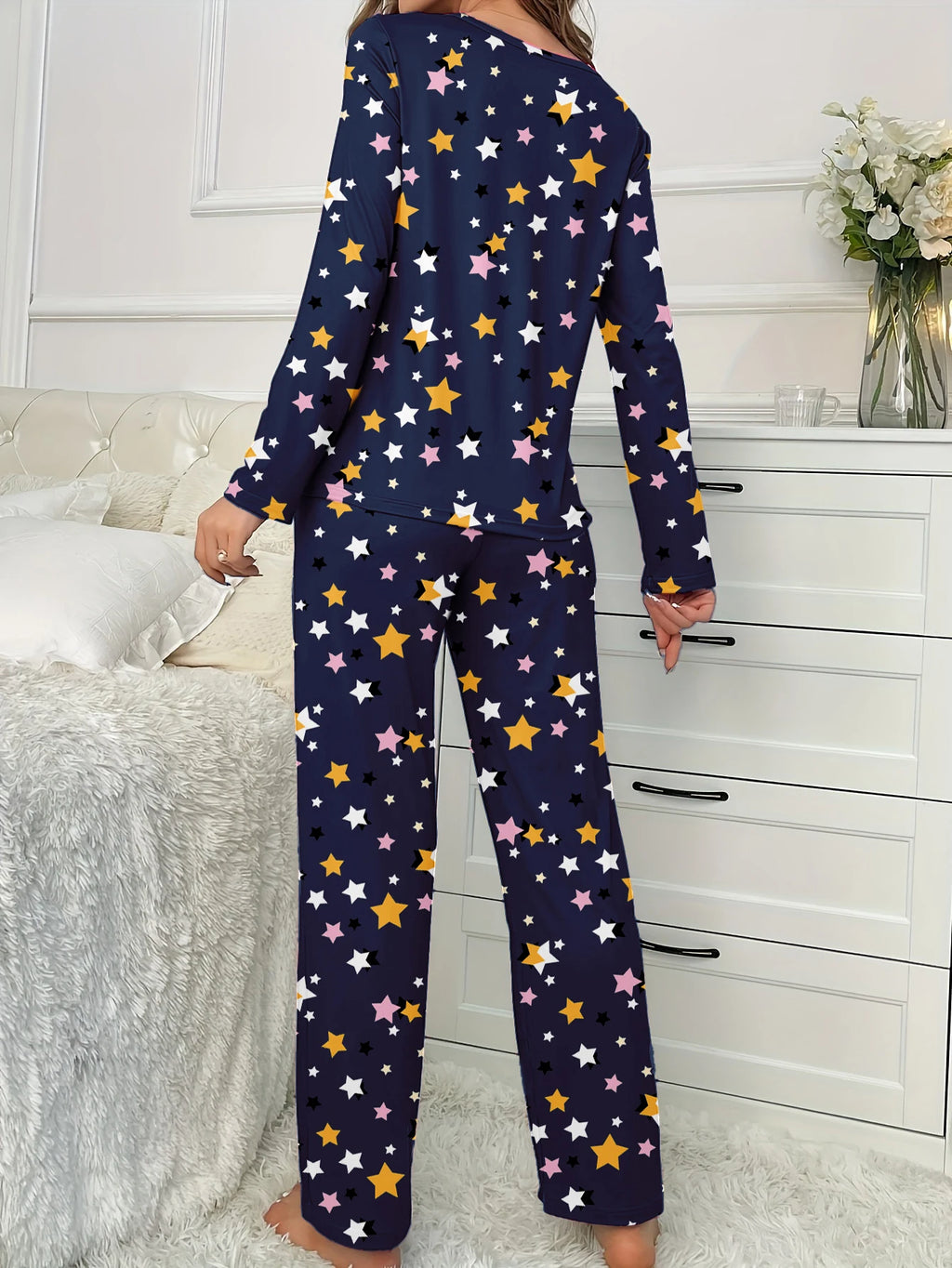 Cozy Geometric Thick Knit Pajama Set