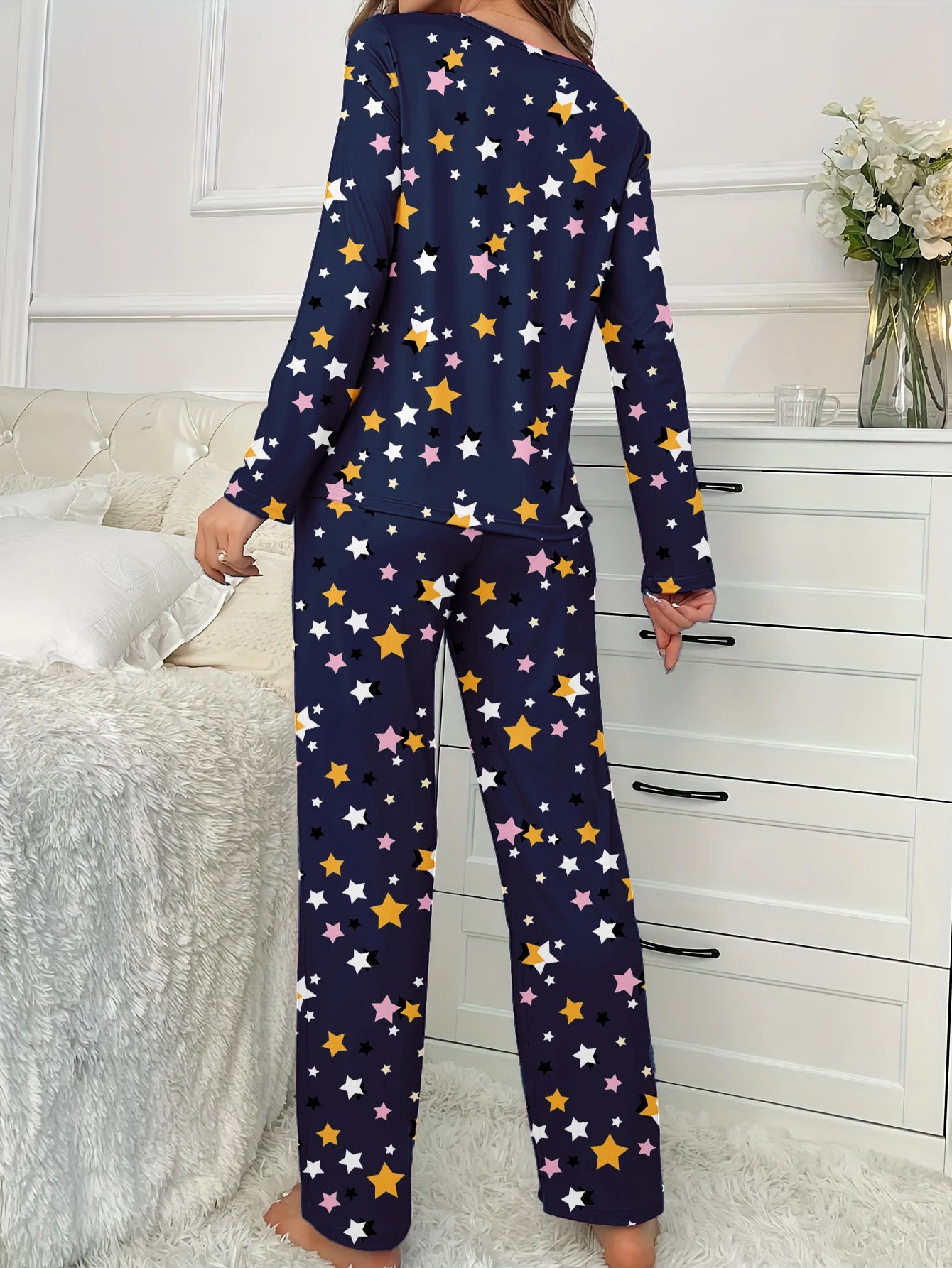 Cozy Geometric Thick Knit Pajama Set