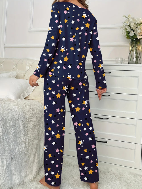 Cozy Geometric Thick Knit Pajama Set