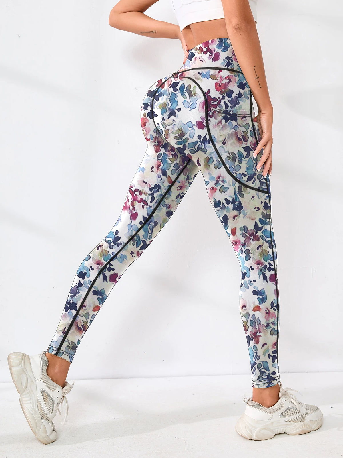 Printed Welt-Pocket Ankle Yoga Pants