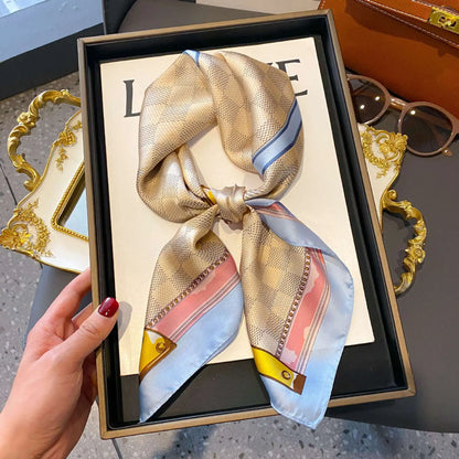 Luxury Silk Plaid Hijab Scarf