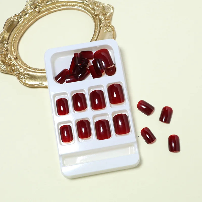 Elegant Short Red Nails