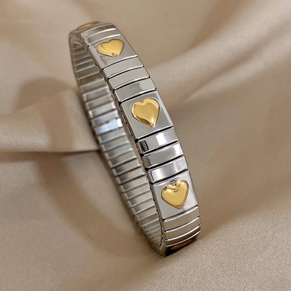 Vintage Heart Star Bangle Bracelet