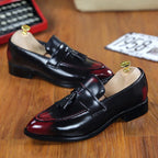 Pointed Fringe Leather Shoes