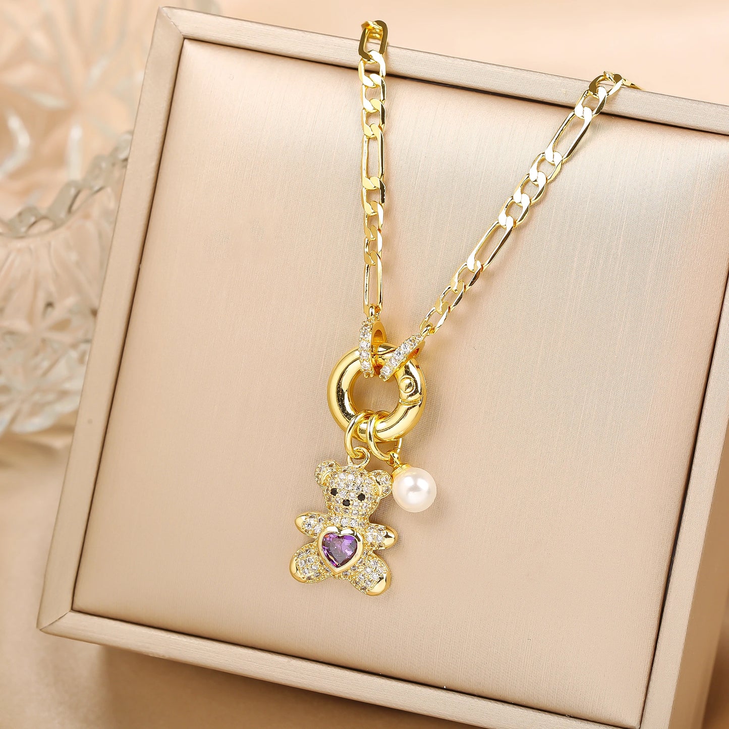 Crystal Bear Pendant Necklace