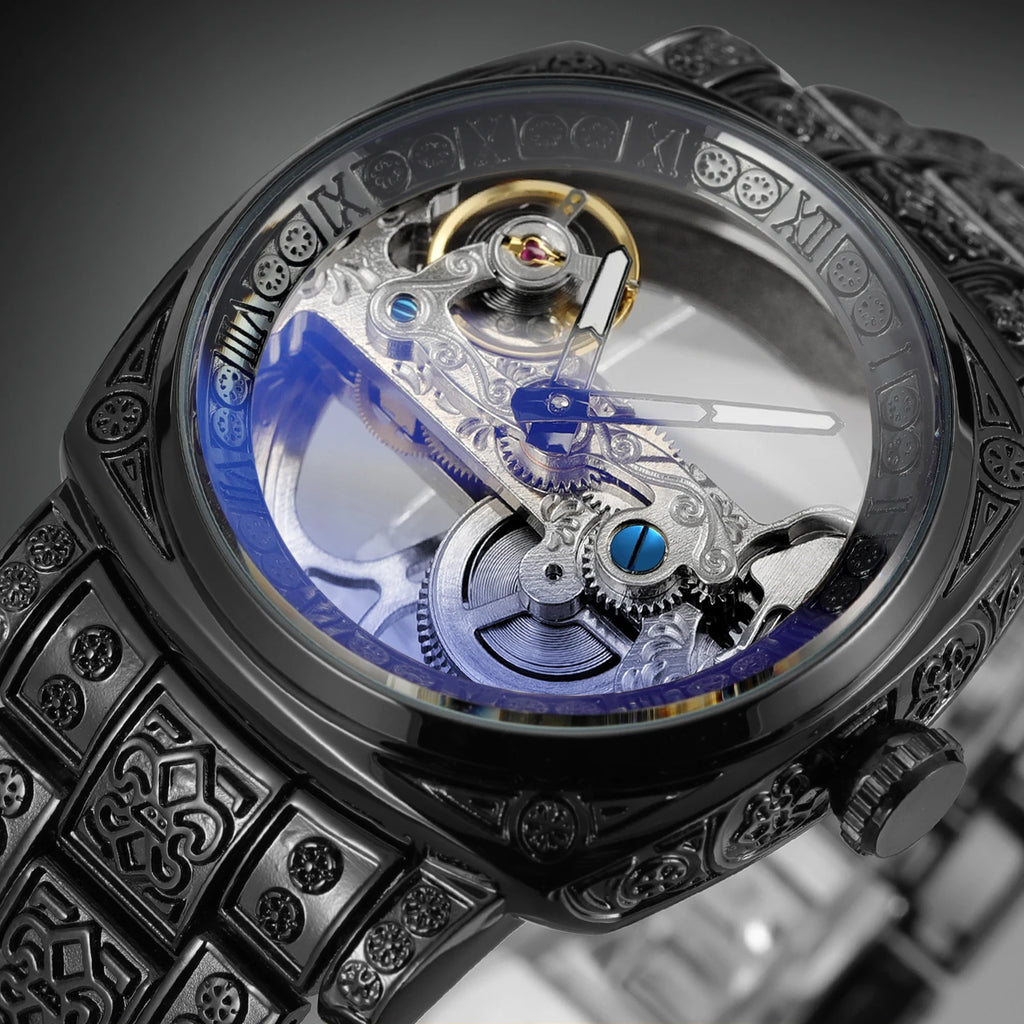 FORSINING Gold Skeleton Automatic Watch