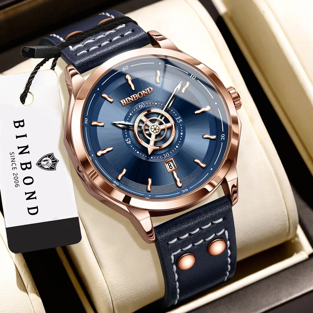 BINBOND Sport Leather Quartz Watch