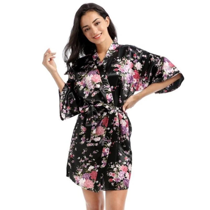 Daffodil Floral Kimono Bathrobe
