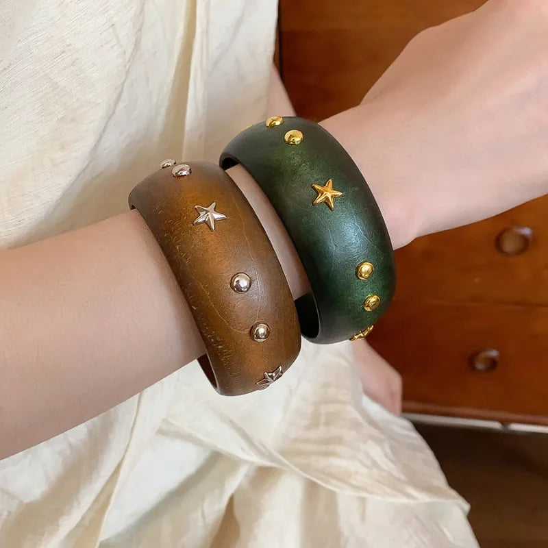 Vintage Wooden Round Bangle