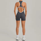 High-Stretch Knit Zip-Front Playsuit