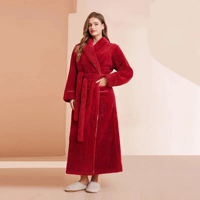2025 Autumn & Winter Thick Flannel Bathrobe