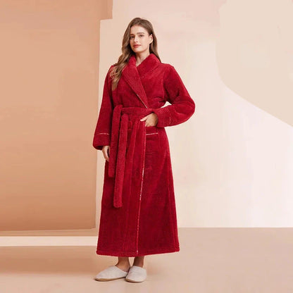 2025 Autumn & Winter Thick Flannel Bathrobe