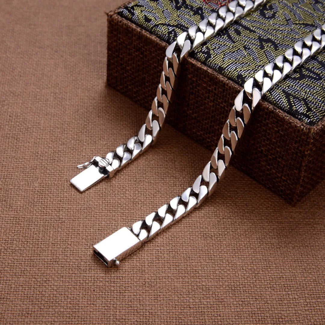 S925 Punk Silver Necklace & Bracelet Set
